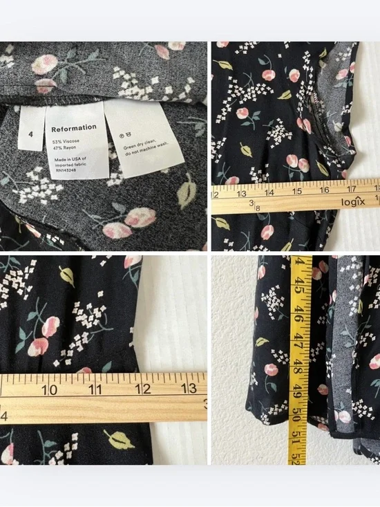 Reformation Gavin Dress Sasha Floral High Slit Cut Out Back Midi Black 4 - Picture 16 of 16